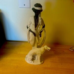 African American Italian Sculpture Figurine Lady  with Dog